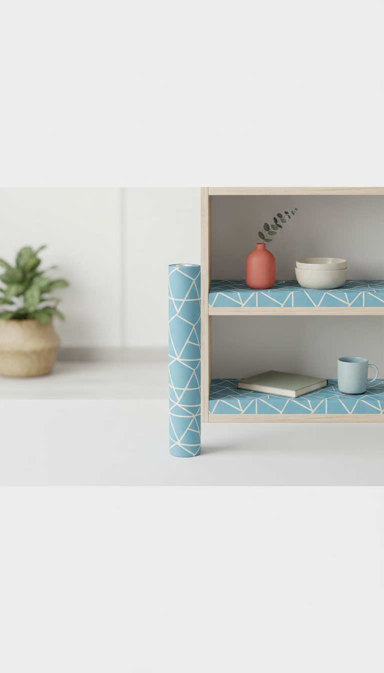 Sky Blue geometric shelf liner roll